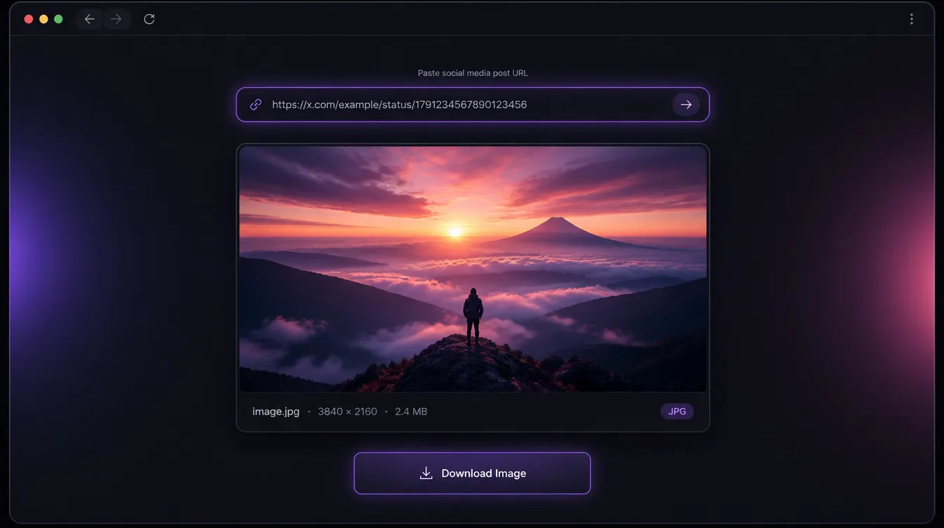 X Twitter image downloader &mdash; paste a post link and save the full-size image